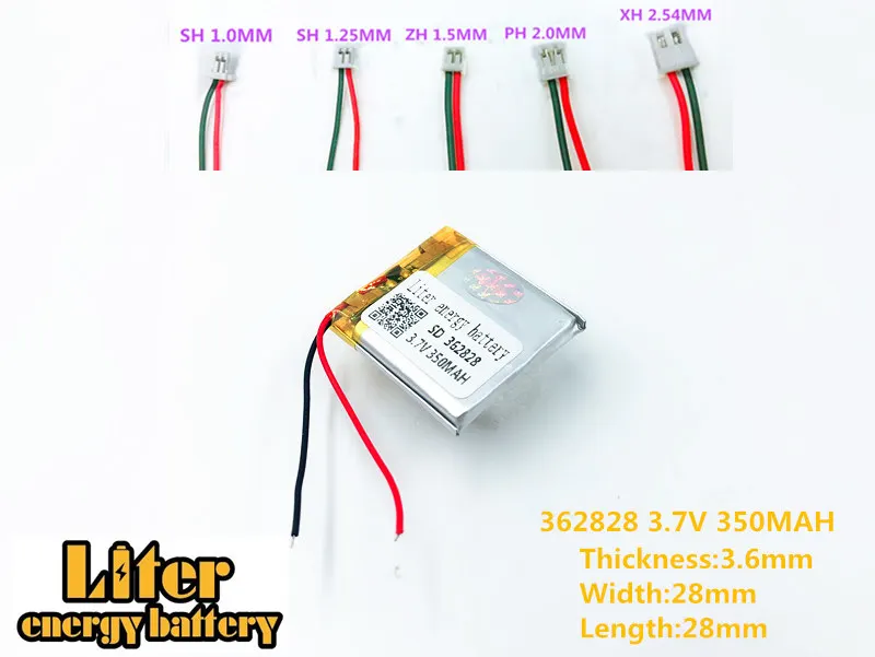 362828 3,7 v 350mAh литий-ионная аккумуляторная литий-полимерная батарея 362828 plug литий-полимерная аккумуляторная батарея