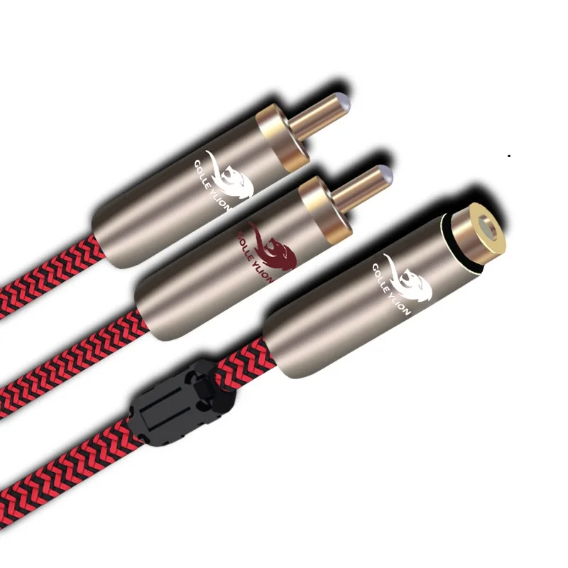 3.5mm Female to Dual RCA Male Audio Extension Y Splitter Extension Cable For iPhone Speaker