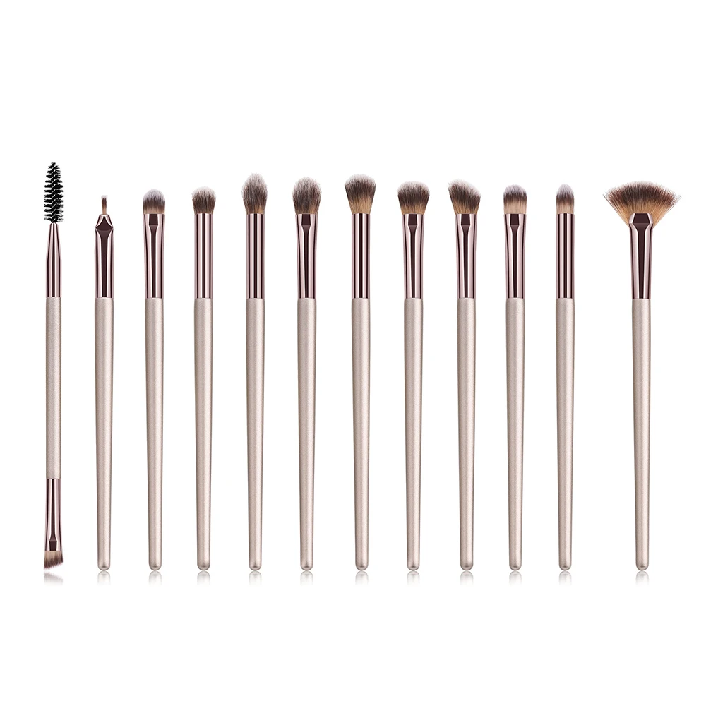 

Make up Brushes Set 12 Pcs Champagne Gold Eyes Makeup Brush Beauty Eyeshadow Eyelashes Eyebrow Powder Brush Tools