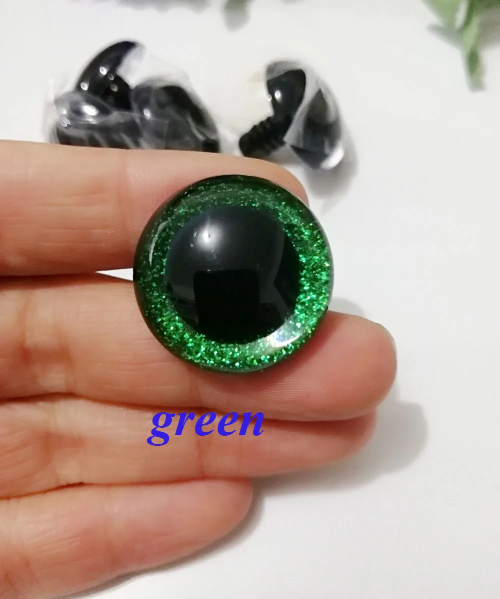 10pcs--N16--26mm/28mm/30mm/40mm/50mm big size round clear toy safety glitter eyes + glitter fabric + hard washers 12