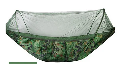 Double Camping Hammock with Mosquito Net Portable Hammock with Tree Straps Lightweight Parachute Travel Bed Quick Open Easy Set 