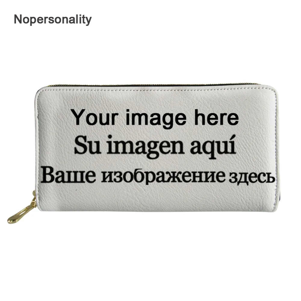 

Nopersonality Customize Image Logo Leather Wallet Long Female Credit Card Holders Brand Casual Ladies Clutch Zipper Coin Purse