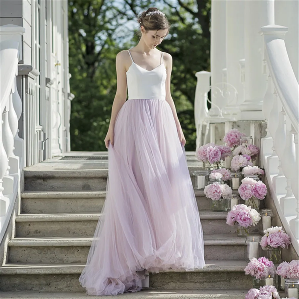 

Boho Wedding Dress 2019 Appliqued with Flowers Tulle A-Line Sexy Backless Beach Bride Dress Wedding Gown Free Shipping