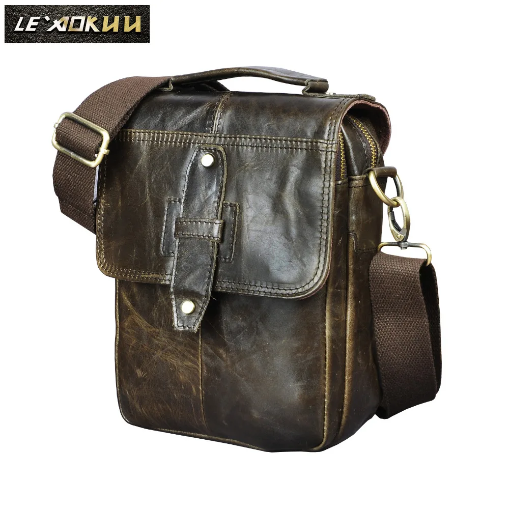 

Quality Leather Male Fashion Casual Tote Messenger bag Designer Satchel Crossbody One Shoulder bag 8" Tablets Pouch For Men 153g