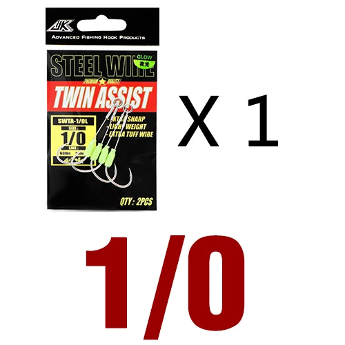 JK 5packs Sea Fishing Hook Steel Wire 7x7 Slow Jigging Size 1/0 2/0 3/0 4/0 5/0 Luminous Double Assist Hook Slow Pitch Tackle 1pack - 1 l 0