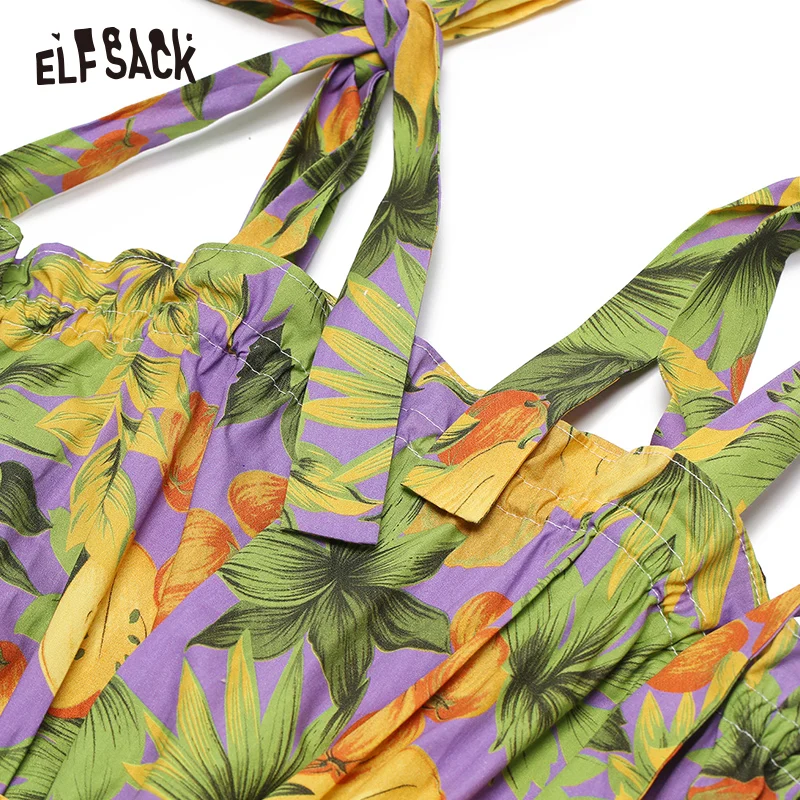 Женское легкое платье ELF SACK яркое летнее с принтами из фруктовых деревьев и