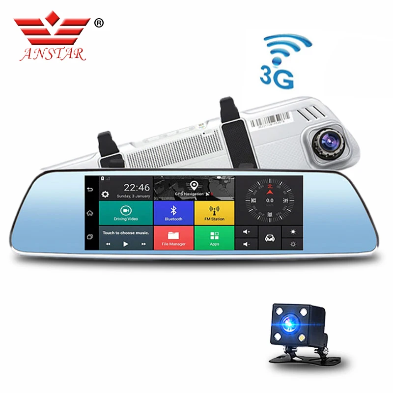 Автомобильный видеорегистратор ANSTAR 7 дюймов 3G GPS навигатор Android зеркало заднего