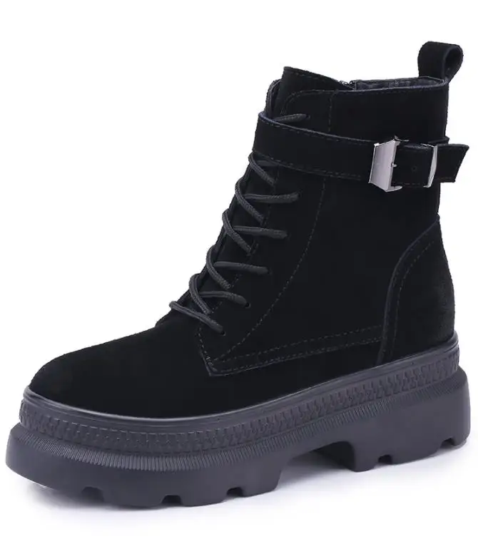 

Autumn and winter leather Korean version of thick and vintage thick bottom short leather Martin boots