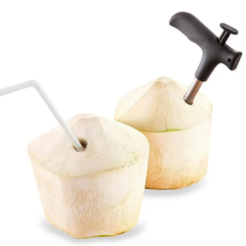 Kitchen Accessories Hot New Useful Durable Stainless Steel Coconut Opener Opening Driller Cut Knife Hole +Cleaning Stick JF