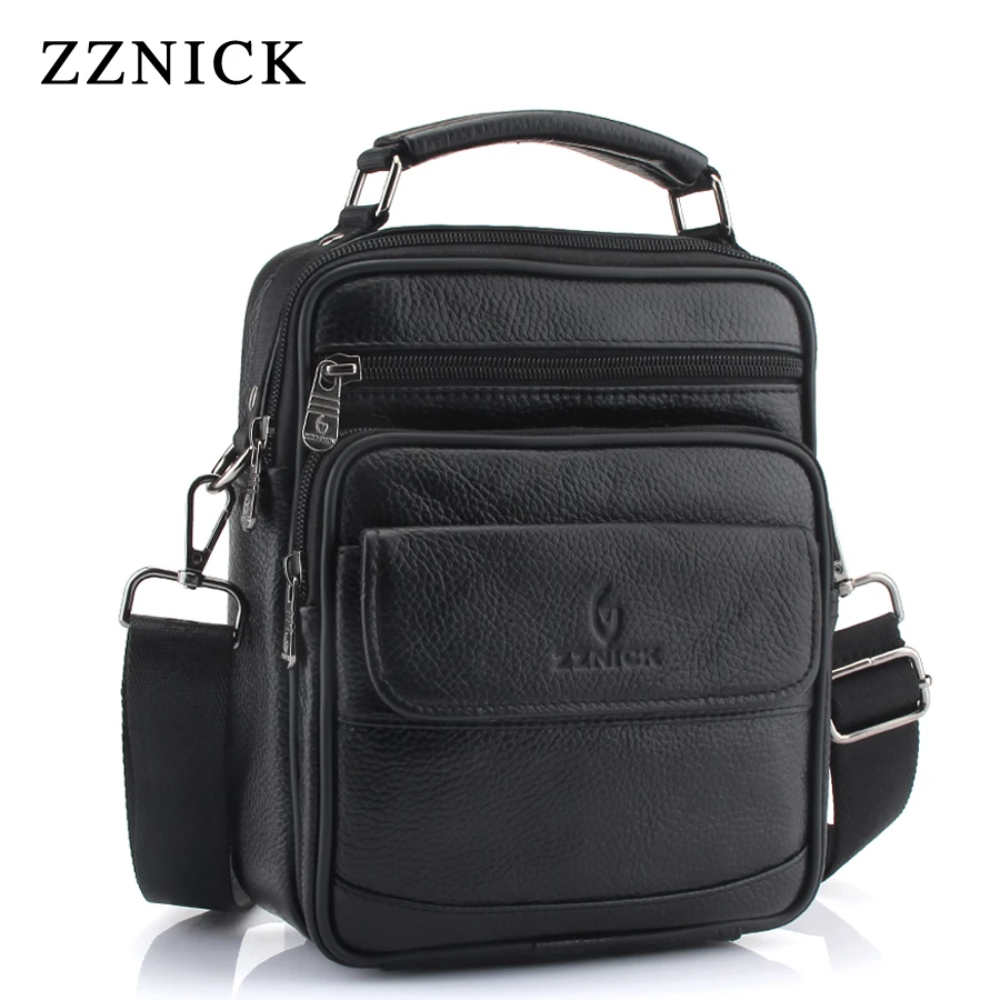 

ZZNICK Men messenger bags luxury genuine leather men bag designer high quality shoulder bag casual zipper office bags for men
