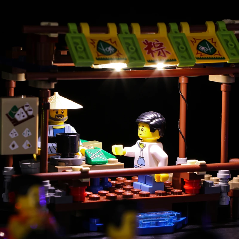 Vonado освещение строительный блок для Lego 80103 китайский сезонный набор дракон лодка