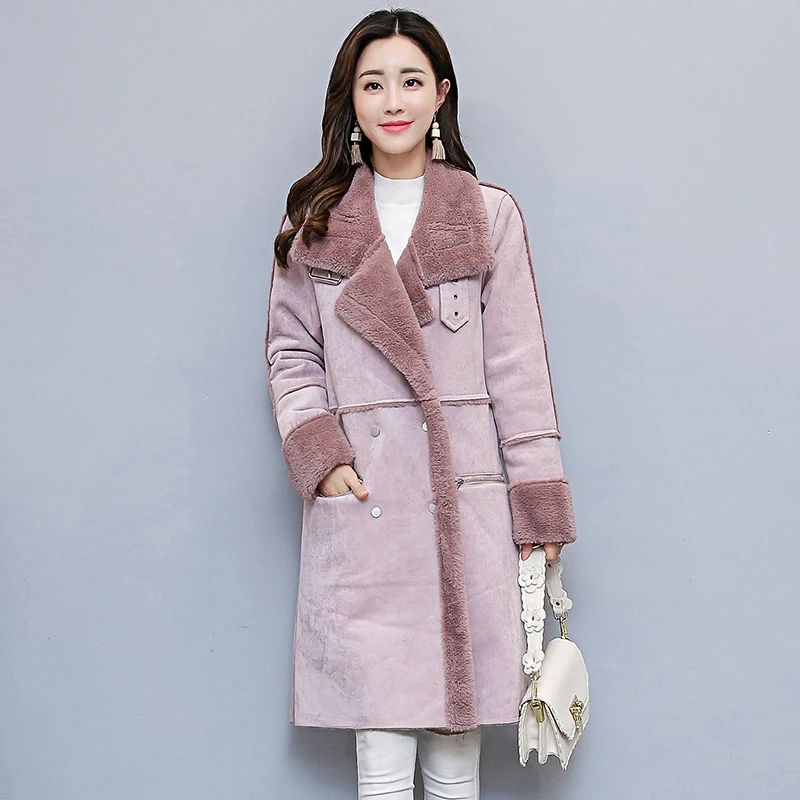 New Autumn Winter Woolen Jacket Women Warm Deerskin Lamb Cashmere Coat Women Manteau Femme Hiver