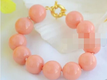 

hot sell909514 RARE HUGE 8" 16MM REAL CORAL PINK SOUTH SEA SHELL PEARL BANGLE BRACELET 2pc