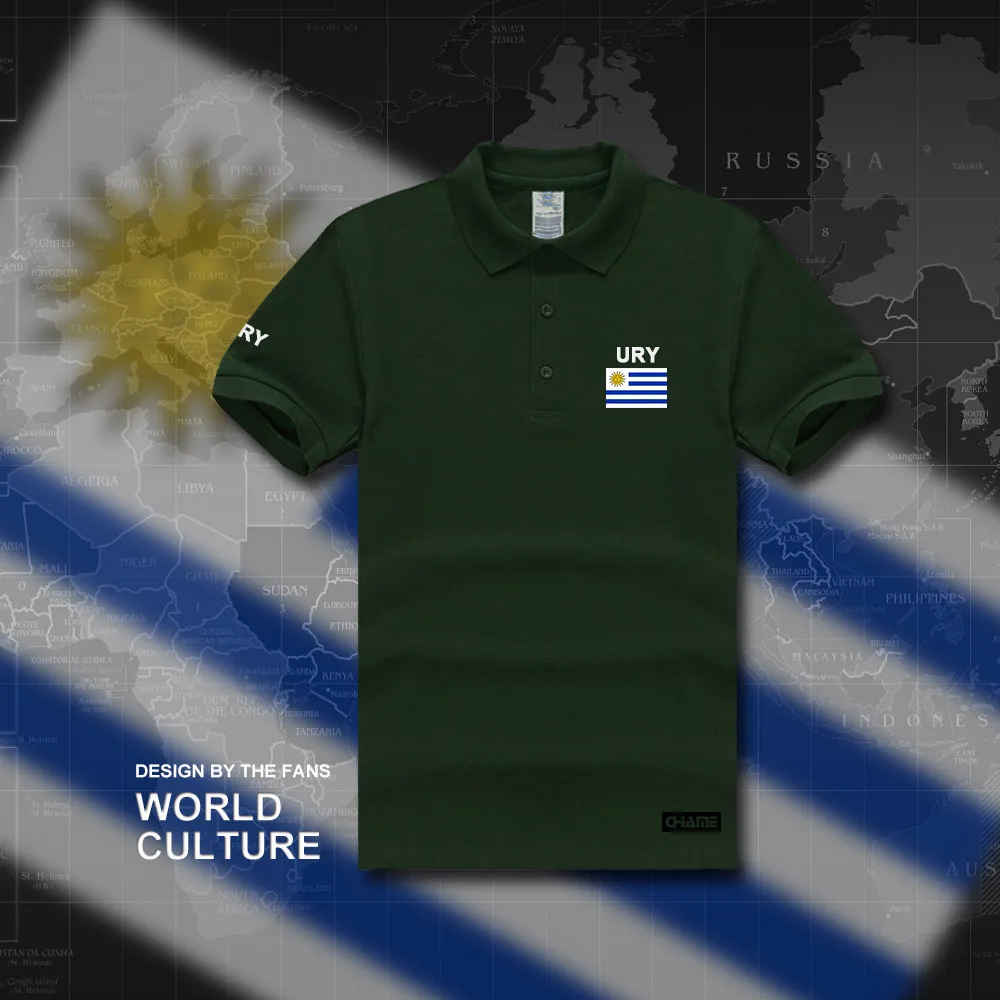 Uruguay, мужские рубашки поло, короткий рукав, белые, брендовые, с принтом, для страны, хлопок, Национальный флаг, новая мода