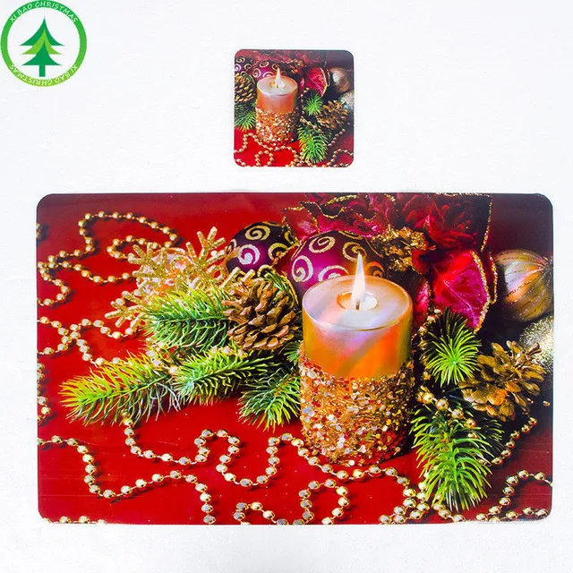 1PC Christmas Table Mats Pads Decor for Fork Sets Of Dual use Xmas
