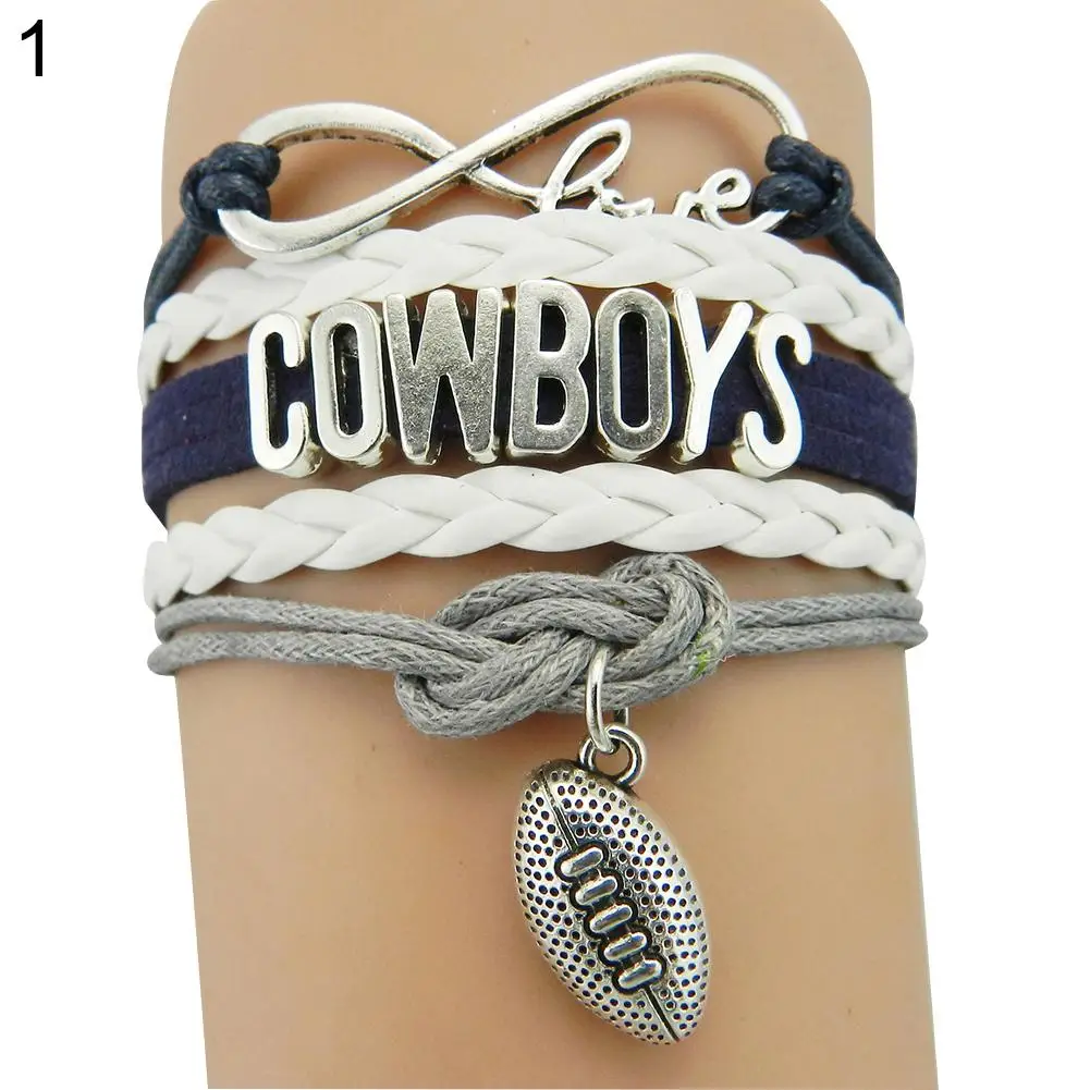 

Multi-layer Cowboys Letter Infinity Football Team Braided Bracelet Sports Bangle fashion