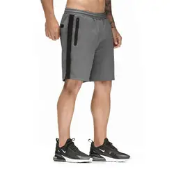 Мужские черные шорты для бега карман на молнии Открытый Спортивные шорты Для мужчин тренажерный зал тренировки шорты с эластичным поясом