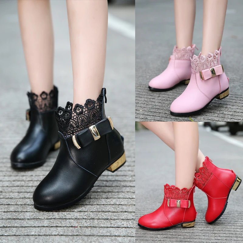 

fashion 1 pair   genuine leather boots winter boots princess shoes plus velvet boots