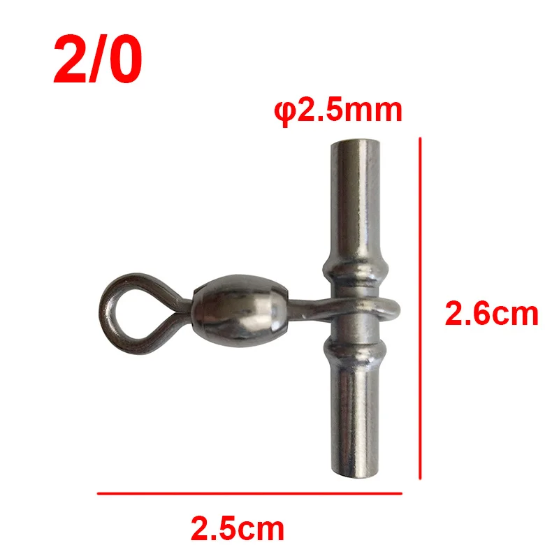 10pcs Cross Line Crane Fishing Swivel Brass Tube Cross-line Crane Swivels Connector With Solid Ring Size 1 2 3 1/0 2/0 - Цвет: 2 0