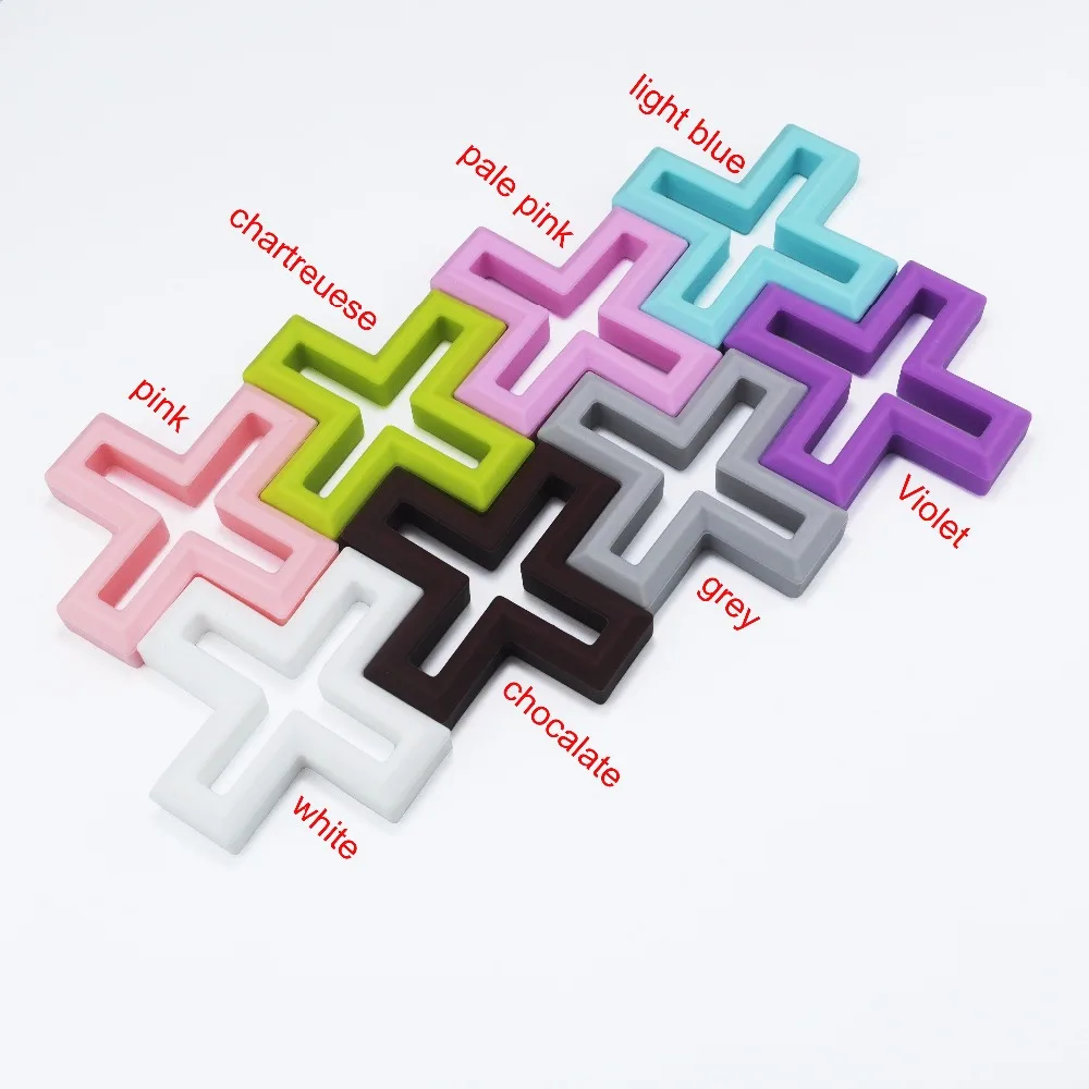 

SUTOYUEN 2pc Silicone Pendant Cross Teething DIY Crafts Play Gym Sensory Toys Baby Nursing Necklace BPA Free silicone