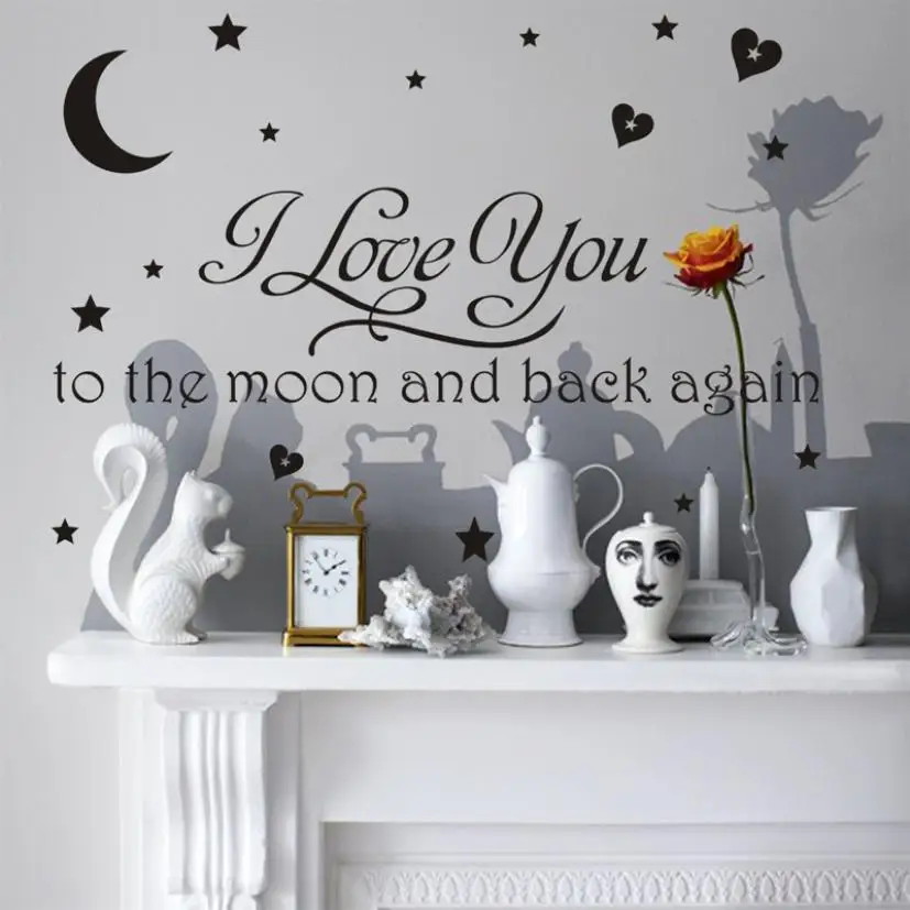 Домашний декор I Love You To Moon и Back Again Наклейка на стену художественное кухонное
