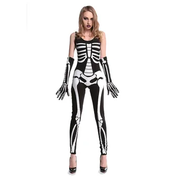 

Screaming Skeleton Halloween Woman Black Skull Costume Scary Grim Reaper Ghost Death Adult Party Club Clothing Costumes L15345