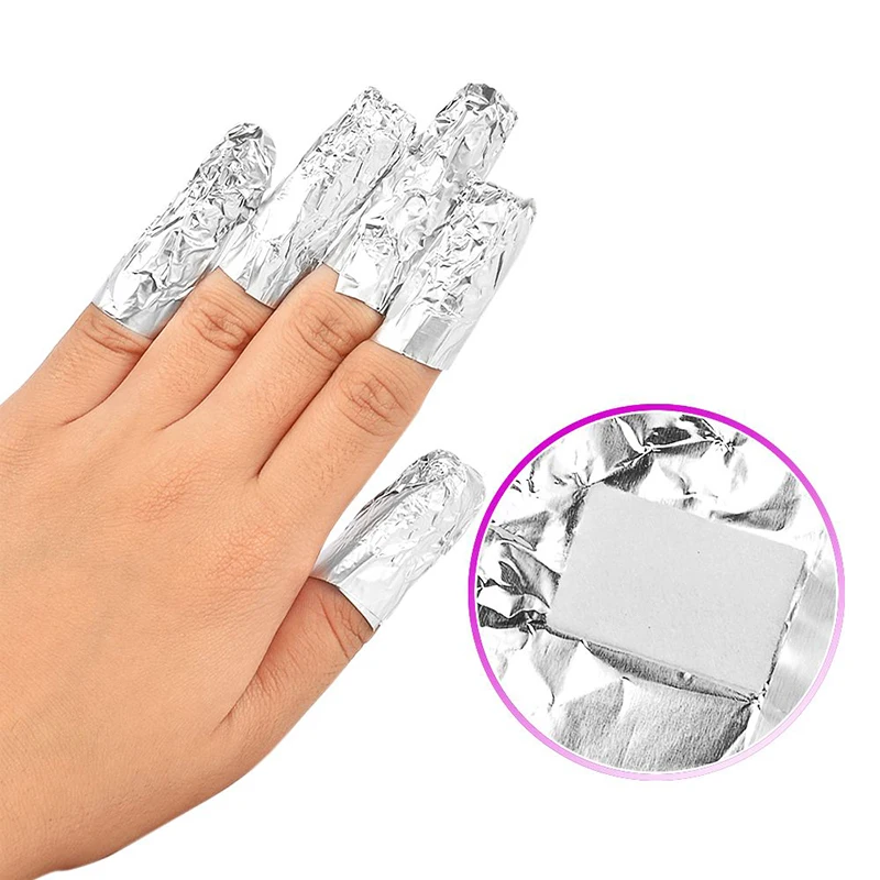 ELECOOL 100Pcs /Pack Aluminum Foil Nail Art Soak Off Acrylic Gel Polish Nail Removal Wraps Beauty Makeup Tool with cotton pad