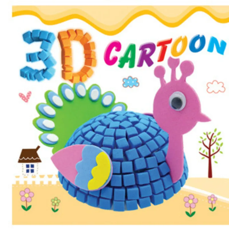 3D EVA пены модель головоломки игра DIY мультфильм животных обучения образовательные игрушки для детей дома и школы стереоскопического искусства - Цвет: peacock