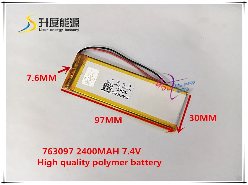 7,4 В 2400 мАч 763097(полимерный литий-ионный аккумулятор) литий-ионный аккумулятор для планшет ПК GPS mp3 mp4 сотовый телефон DVD