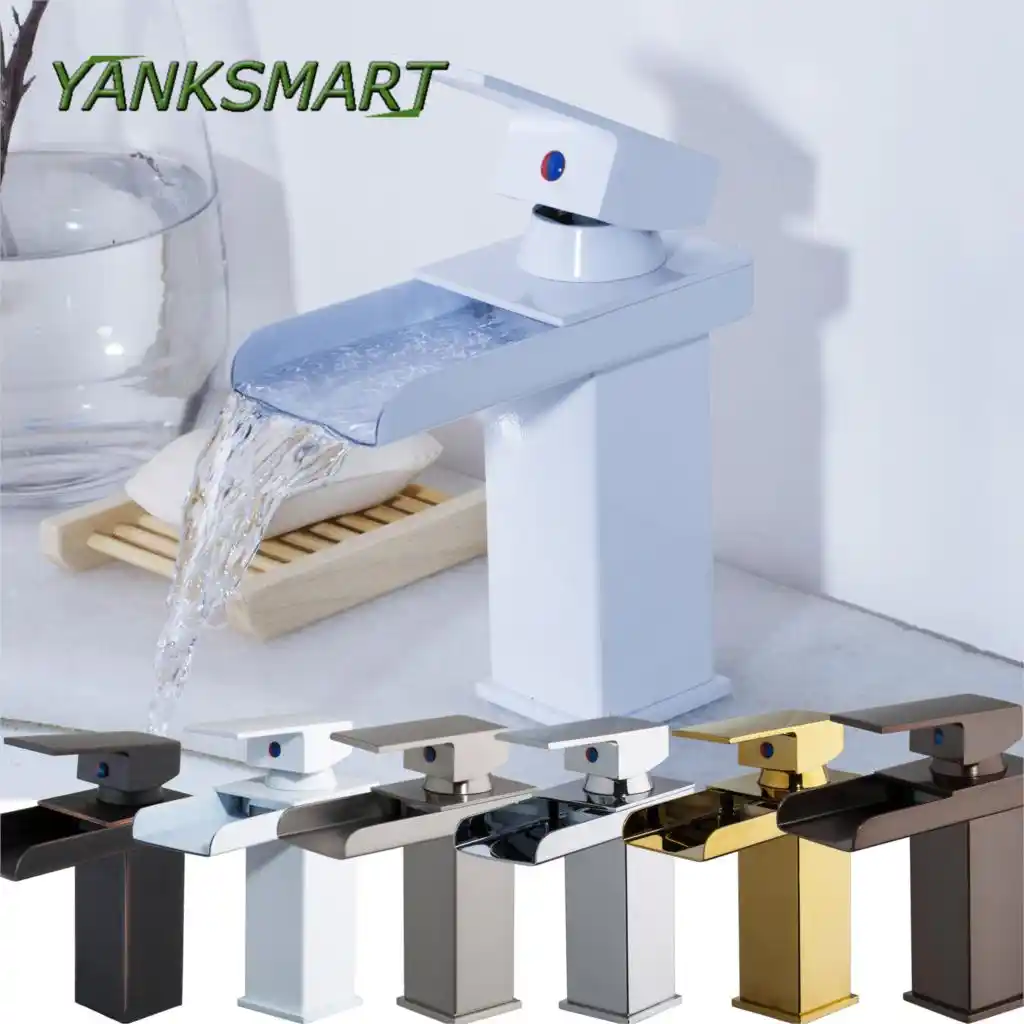 YANKSMART короткий и длинный 6 готовых вариантов водопад смеситель для ванной комнаты