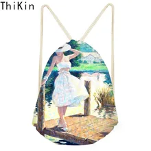 THIKIN Drawstring сумка Monet для женщин маленькие дети девочки рюкзак Ван Гог масло окрашены мода лето дорожная сумка Mochila