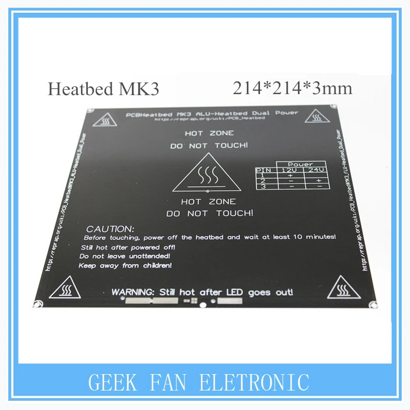 

MK3 heat bed Aluminum heat bed dual power 3D printer RepRap MK3 heat bed MK2B S207