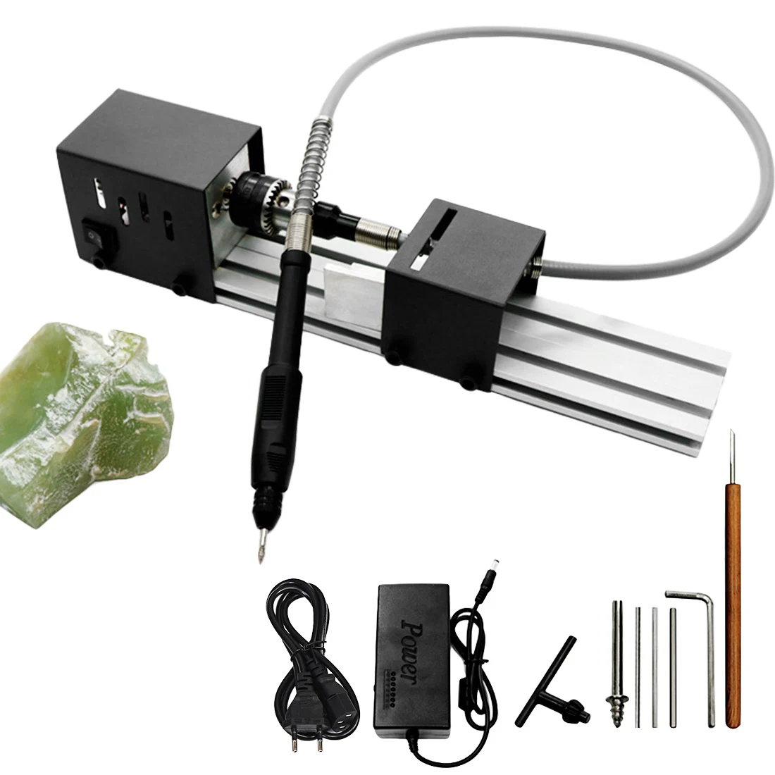 

100W Mini Lathe Beads Machine Miniature Buddha Pearl Lathe Grinding and Polishing Beads Wood Working DIY Lathe Drill Rotary Tool