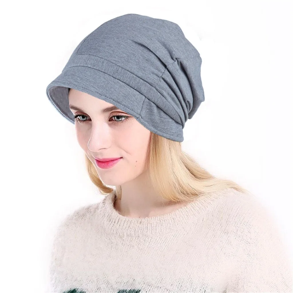 Модная шапочка, зимняя женская шапка, плиссированная одноцветная шапка для женщин, шапка бини, Серая шапка в стиле хип-хоп, Czapki Zimowe#15