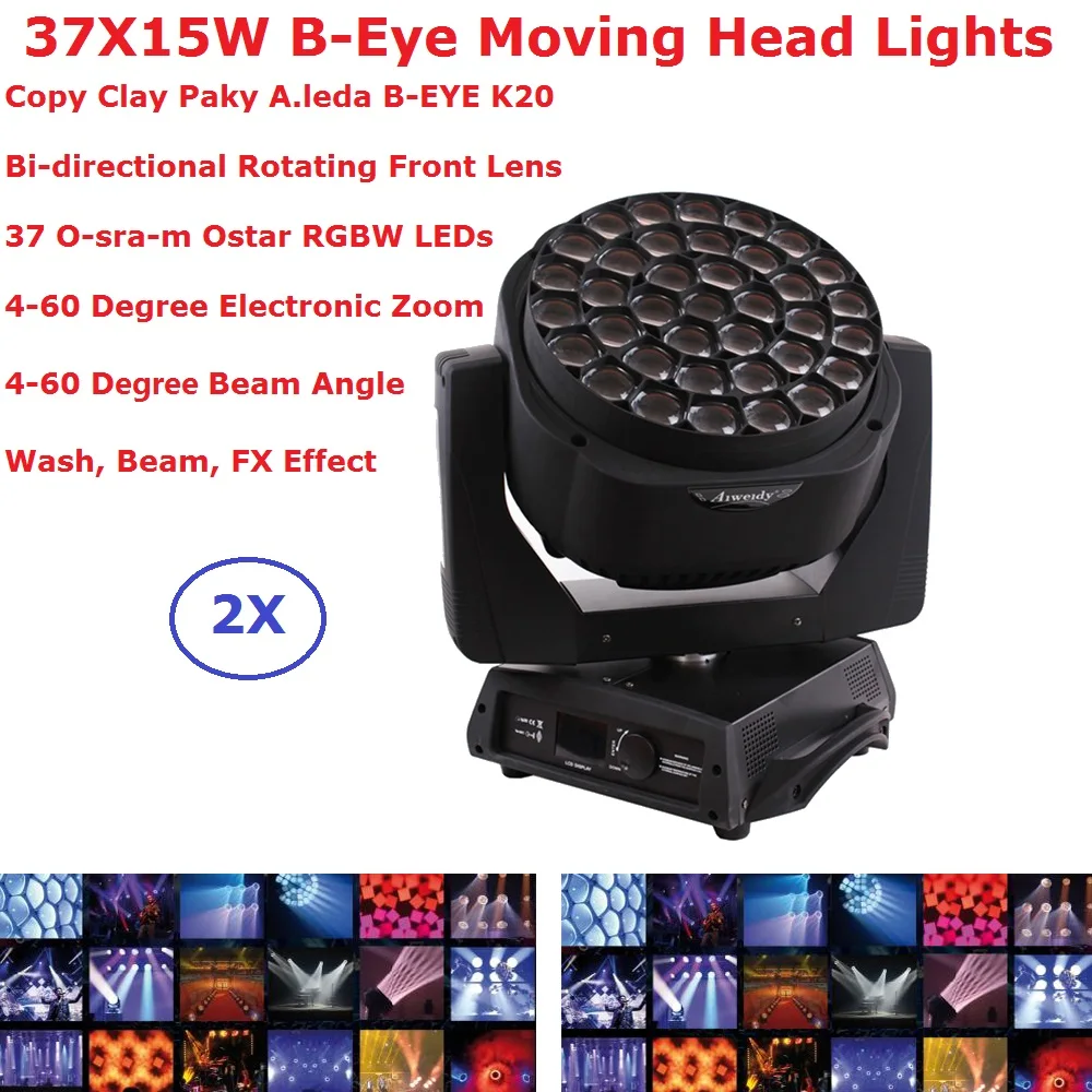 2xlot B Eye вращающийся головной свет 37X15W RGBW профессиональный сценический s 4 60