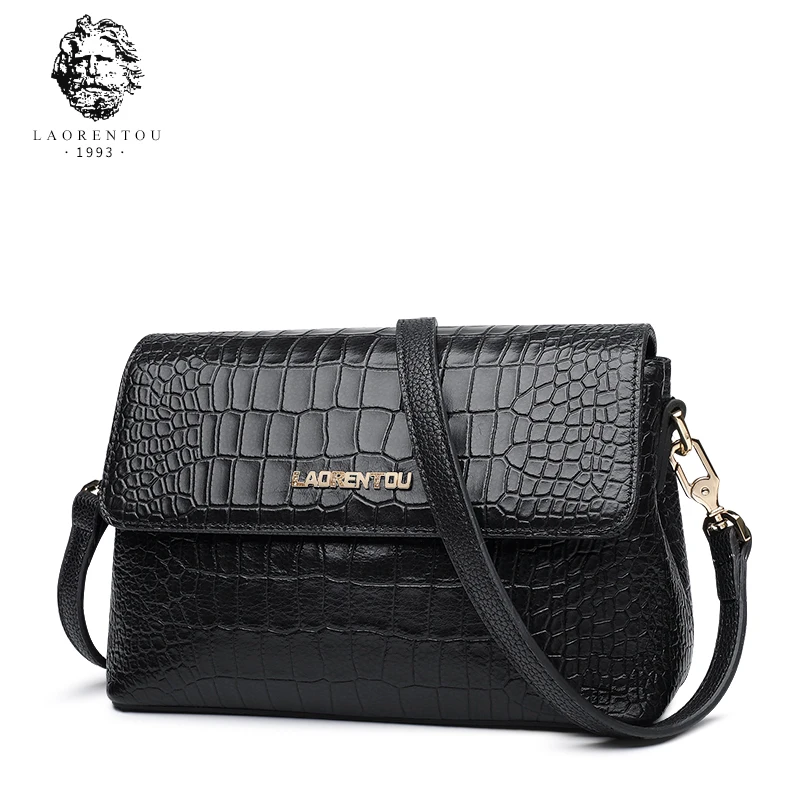 Laorentou العلامة التجارية النساء التمساح Crossbody حقيبة السيدات انقسام الجلود خمر حقيبة كتف جديد الجدد عيد الحب هدية