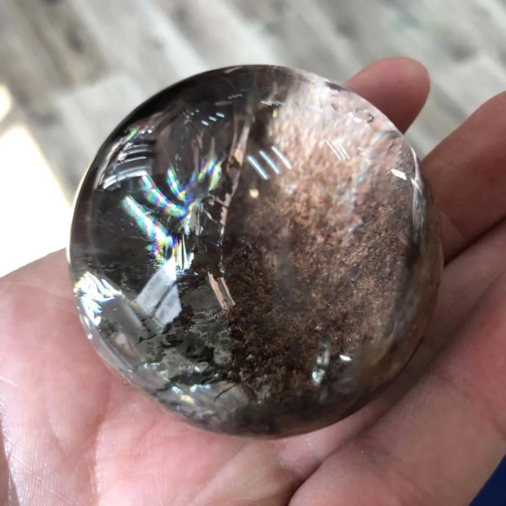 

Free Shipping 48mm Unique Natural Rainbow Phantom Quartz Crystal Energy Healing ball With Rianbow Light FMX