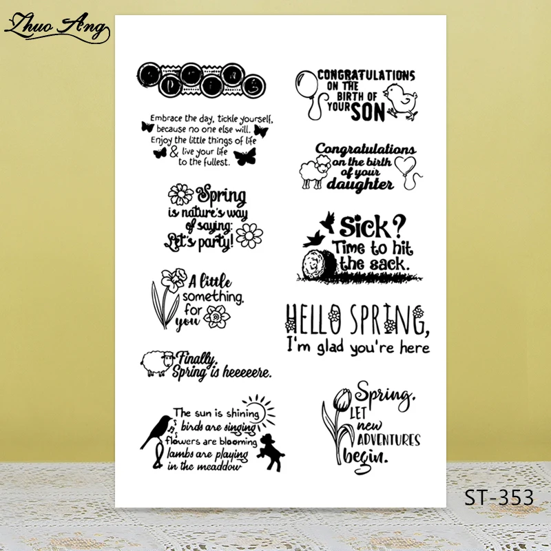 

Hello spring Transparent silicone Stamp for DIY Scrapbooking/Photo Album Decorative Card Making Clear Stamps Supplies