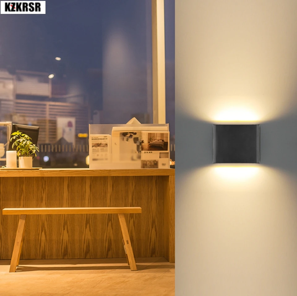 

KZKRSR Concise COB LED Wall Lamp Black White Shell IP65 AC85-265V For Bedroom Bathroom corridor aisle Stair Sidewalk Decoration