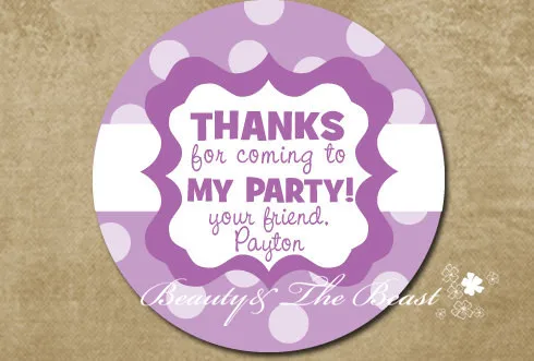 personalized purple gift sticker custom party favor bag labels gift
