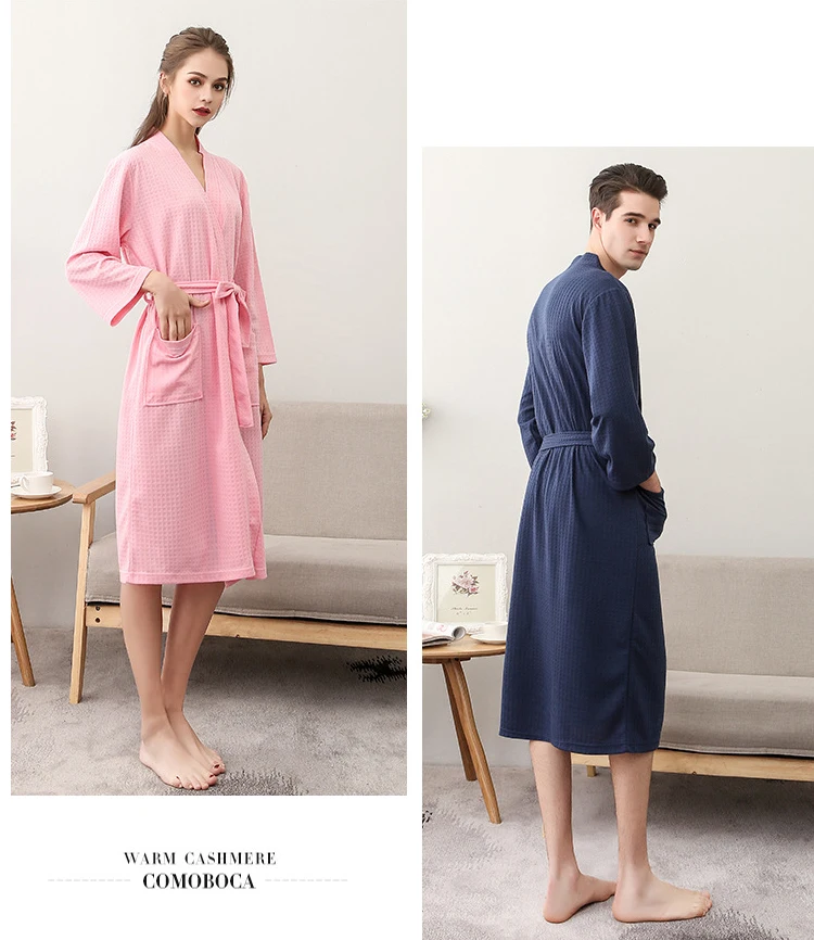 Men Woman Bathrobe Dressing Gown Plus Size M XL XXXL Lovers Summer Male Female Lounge Robes Nightgowns Couple Autumn Robe       80