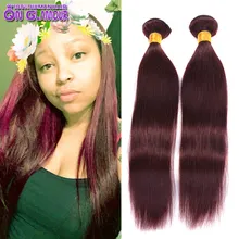 Colored Human Hair 1 Piece Only Bohemian Straight 99j Burgundy Hair, 7A Dark Red Hair Weave Single Bundle Brazilian Hair