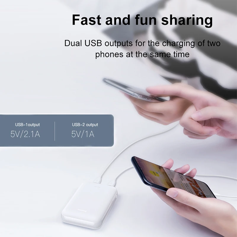 Baseus 10000 мАч Мини банк питания портативное USB зарядное устройство 10000 мАч банк питания для iPhone samsung Xiaomi внешний аккумулятор банк питания