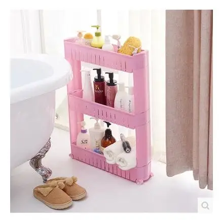 

Bathroom Storage Frame With Removable Wheels Kitchen /bathroom Shelf/crack Rack 3/4 Layers Use For Bathroom Accessories