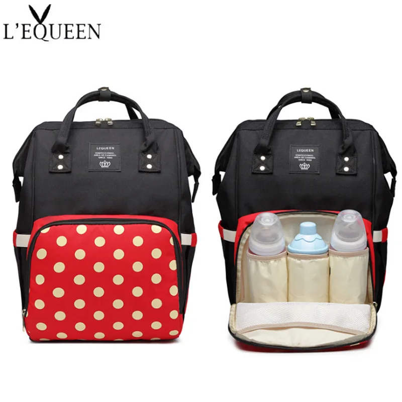 

Lequeen Baby Care Bag Large Capacity Diaper Backpack Fashion Casual Dot Maternity Bag For Baby Stuff