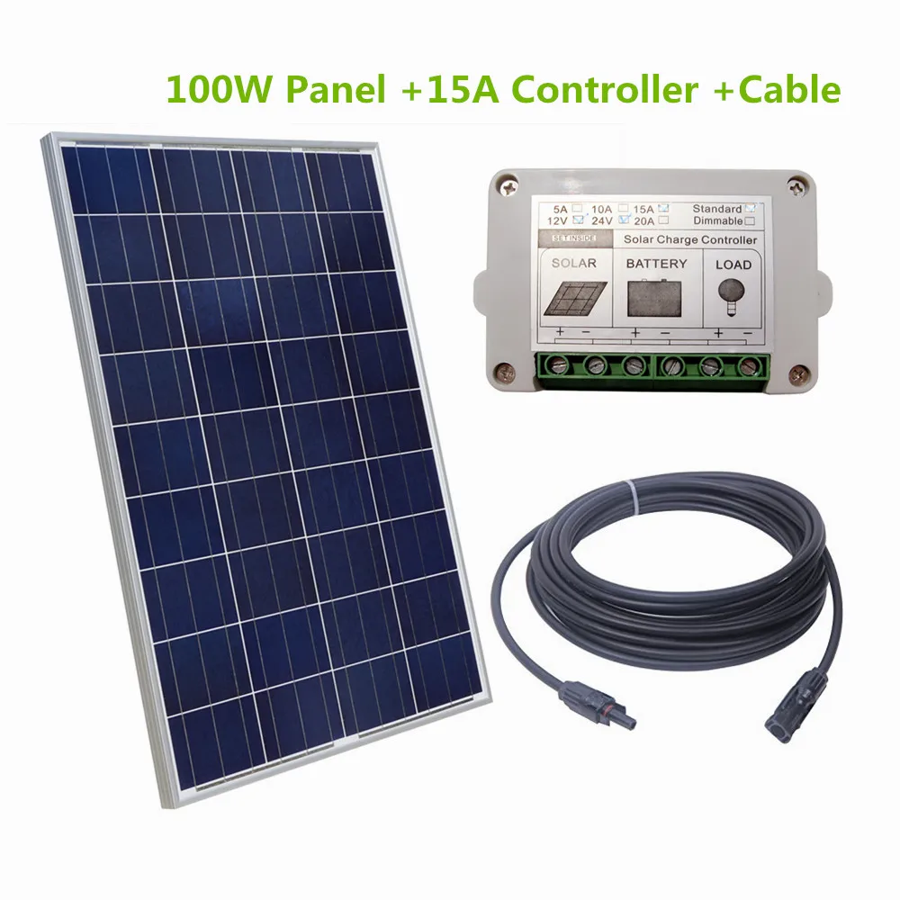 

DC House 100W Watt 18V Solar Panel With 2 Pair Y MC4 Solar Connectors Solar System Kits Solar Generators