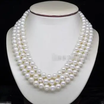 

Hot sale new Style >>>>>Real Cultivation Pearl 3 Strand 8-9MM White Akoya Pearl Choker Necklace