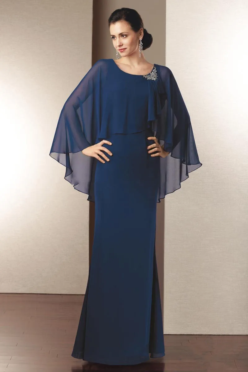 Шифоновое темно-синее платье для матери невесты, элегантное платье для мамы размера плюс, сделанное на заказ, Vestido Madre Novia