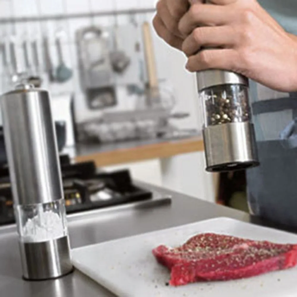 Stainless Steel Salt And Pepper Grinder Set Set Of 2 Mill Shakers With