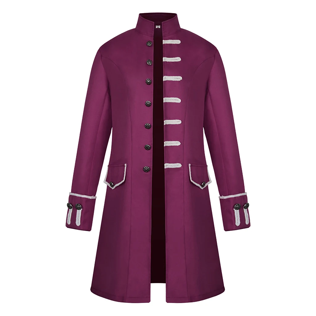 Men's Victorian Frock Coat Gothic Steampunk Jacket Vintage Tailcoat Cosplay Drama Playing Costume Overcoat